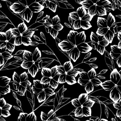 seamless pattern with a pattern of stylized flowers in monochrome colors
