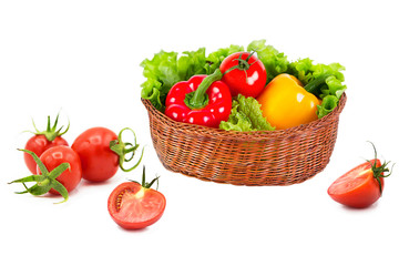 ripe fresh organic vegetables isolated on white background