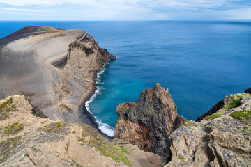 Volcanic coastline nature geological feature on Faial Island, The Azores
