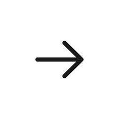 Right black arrow flat vector icon isolated on the white background