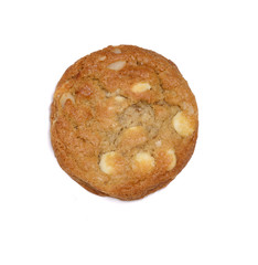 Chocolate chip cookie with white chocolate, isolated on white background