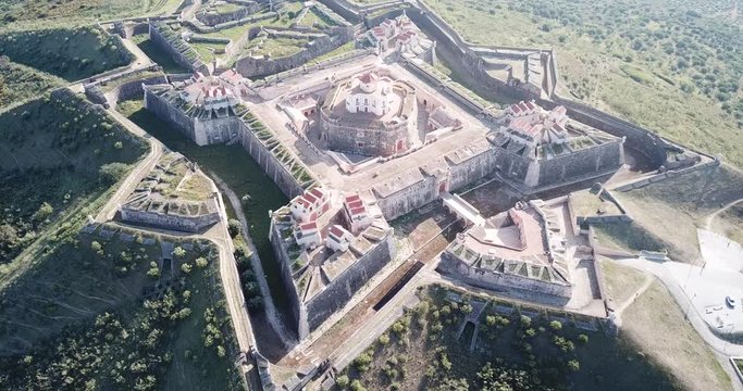 Panoramic landscape of fortress of Nossa Senhora da Graca in Elvas, Portugal 