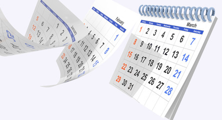 calendar  march 2020 flying  pages - 3d rendering
