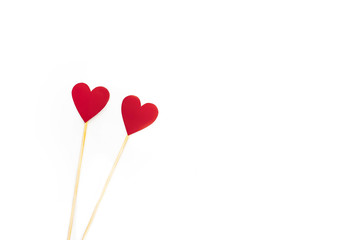 Valentine's day composition, red paper hearts on white background with copy space for your text