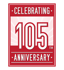 105 years logo design template. Anniversary vector and illustration.