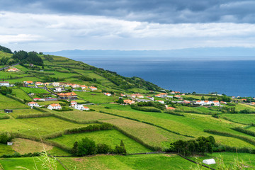 Lush and vibrant green countryside agricultural landscape