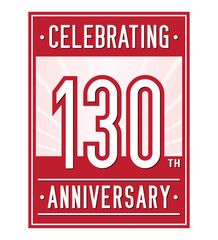 130 years logo design template. Anniversary vector and illustration.
