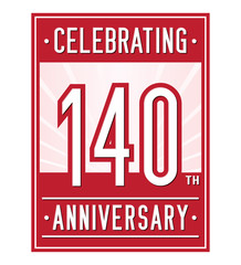 140 years logo design template. Anniversary vector and illustration.