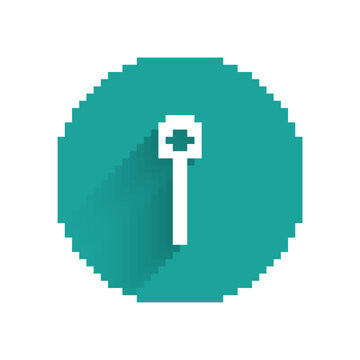 White Dental inspection mirror icon isolated with long shadow. Tool dental checkup. Green circle button. Vector Illustration