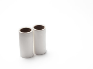 Twoo spare tape for cleaning roller, for cleaning clothes or fabric from animal hair or fur. Isolated white background