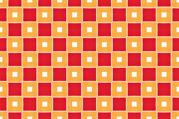 Seamless geometric pattern design illustration. Background texture. In yellow, red, white colors.