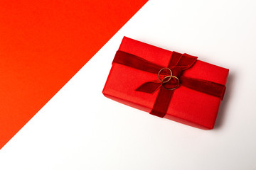 Gift boxes decorated on colorful background