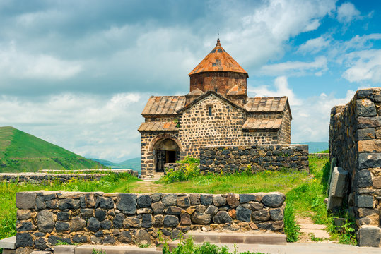 landmark of Armenia Sevanavank Monastery in the city of Sevan near the lake