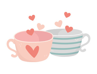 happy valentines day lovely coffee cups hearts card