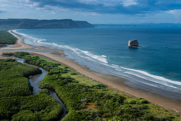 Witches Rock from above during the rainy season