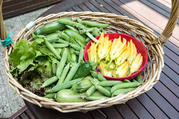 Basket with seasonal vegetables