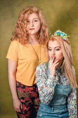 two girls posing