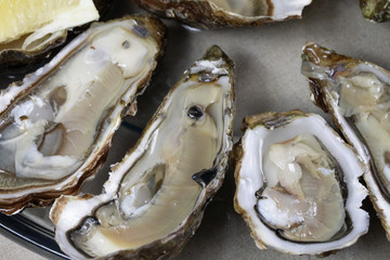 plateau d'huîtres sur une table