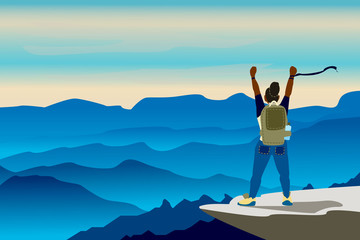 Web vector illustration on the theme of Climbing, Trekking, Hiking, Walking.