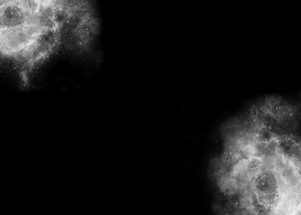Two white smoke splash on black background