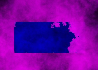 Blue rectangle on pink nebula background