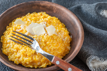 Portion of pumpkin risotto