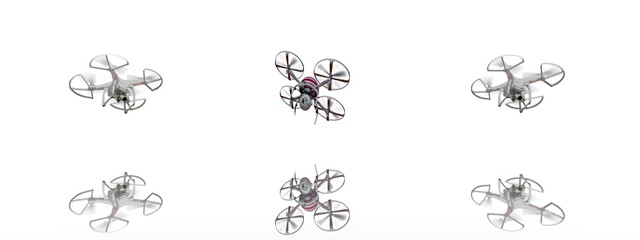 camera drone on white background - 3d rendering