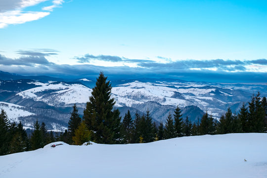 Winter in Cindrel mountains,  Romania, Magura peak, 1304m