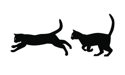 a set of black cats jumping for a logo or icon