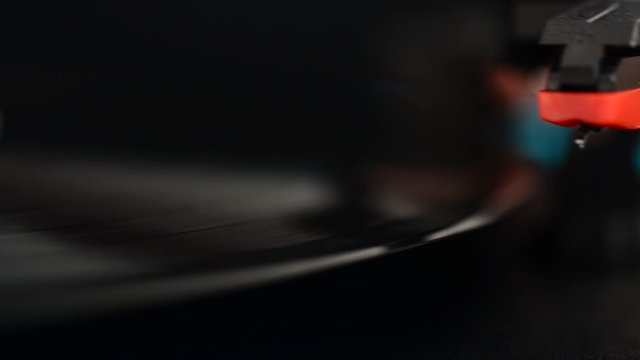 Vinyl record player. Needle on a vinyl record.
