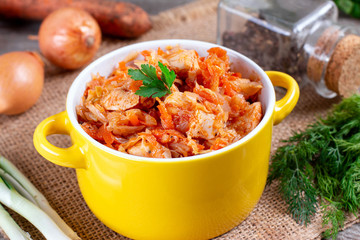 Stewed cabbage with meat
