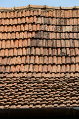 Texture of the old roof tiles ceramic background.