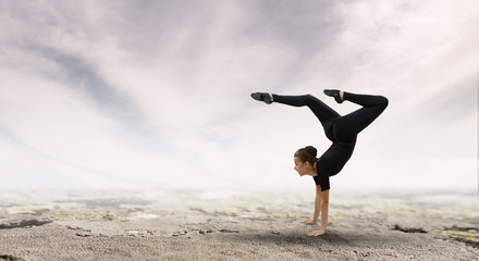 Gymnast girl in jump Mixed media