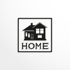 House. Home. Black-white vector icon.