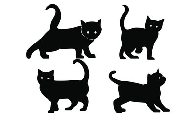 a set of black cats for a logo or icon