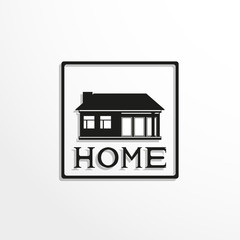 House. Home. Black-white vector icon.
