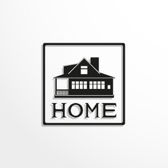 House. Home. Black-white vector icon.