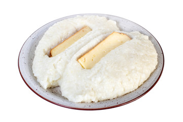 Mengrelian corn mamalica, ghomi with cheese. Georgian traditional food.