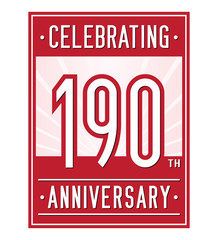 190 years logo design template. Anniversary vector and illustration.