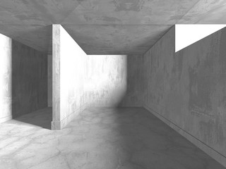 Dark concrete empty room. Modern architecture design