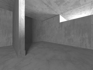 Dark concrete empty room. Modern architecture design