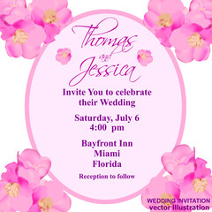 Wedding invitation background. Floral poster, invite. Vector decorative greeting card. Invitation design backdrop. Illustration.