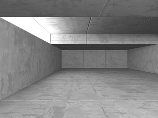 Dark concrete empty room. Modern architecture design