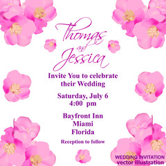 Wedding invitation background. Floral poster, invite. Vector decorative greeting card. Invitation design backdrop. Illustration.