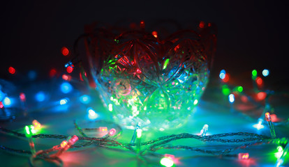 colored lights Shine with bright rainbow colors in a vase