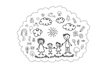 Business sketch on white . Mixed media