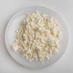 Cottage cheese on a white plate