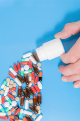 Collage of pills and capsules with medicine