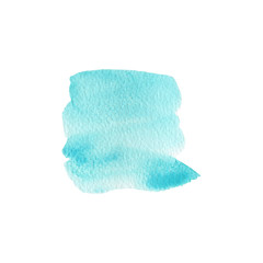Watercolor spot on white background. Turquoise.