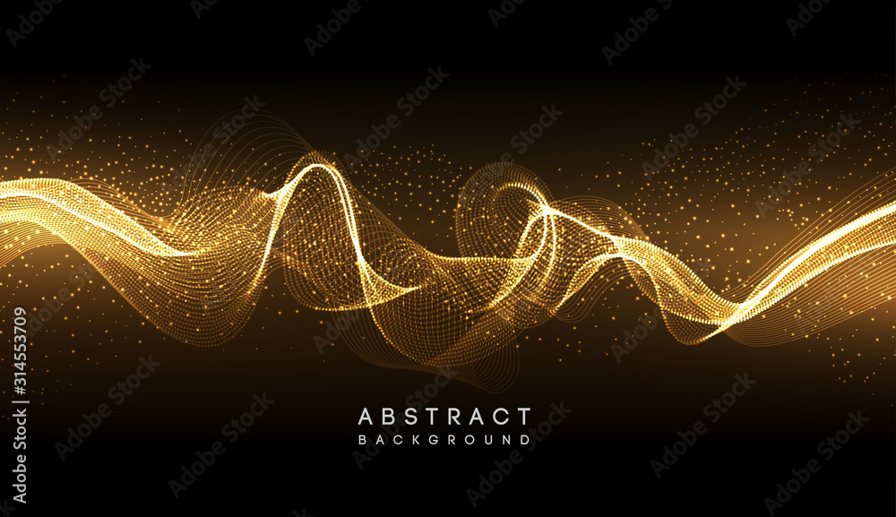 Poster Abstract shiny color gold wave design element